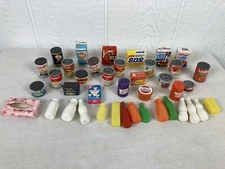 Vtg Pretend Play Food Lot Campbells Ritz Kelloggs Lipton Merry Lilbys Plastic 40