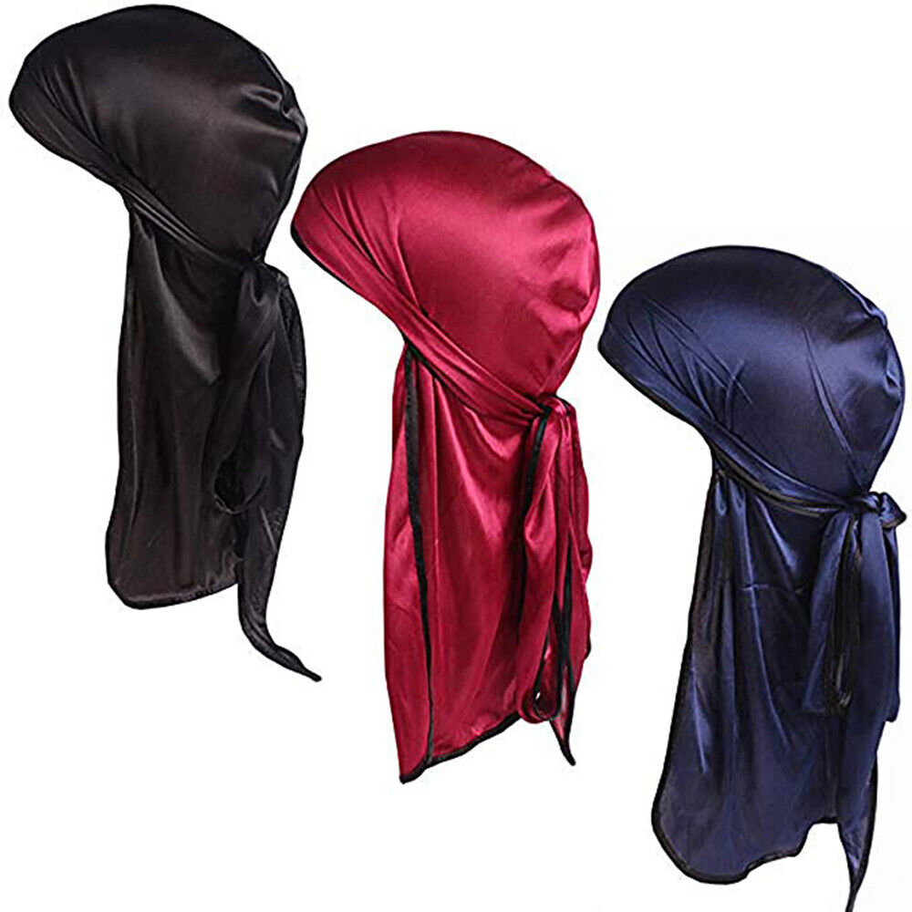 Premium Silky Durag Satin Wave Cap Men's Doo Rag Hat Bonnet Head Wrap US  SELLER