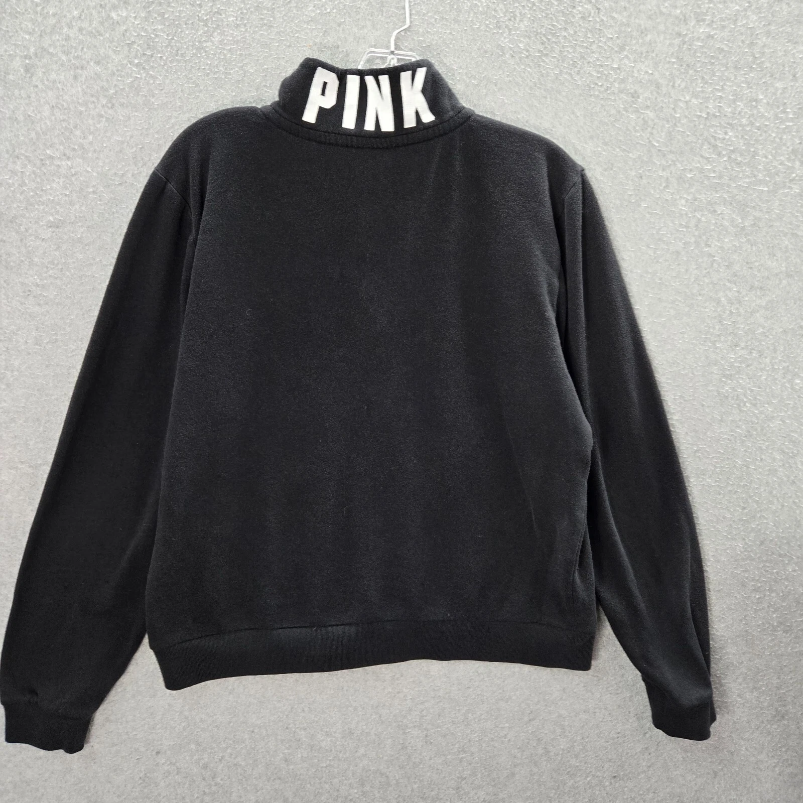 victoria-secret-vs black logo 1/4 zip long sleeve mock sweatshirt