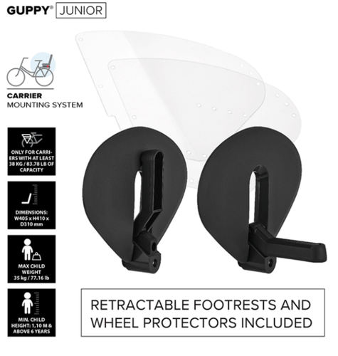 GUPPY JUNIOR - CHILD BIKE SEAT DARK GREY FOR KIDS UP TO 35KG - Picture 3 of 5