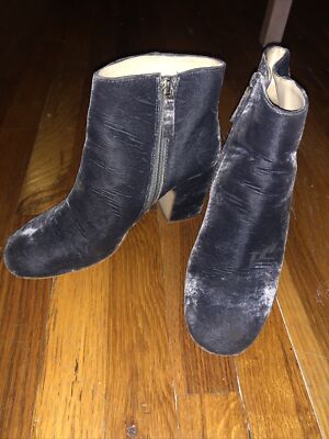 Zara Basic Collection Velvet Mauve Grey Ankle Boots Block Heel