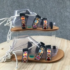 Cool by Coolway Sandals Womens 8 Gladiator Blue Fabric Hook & Loop Casual Tie