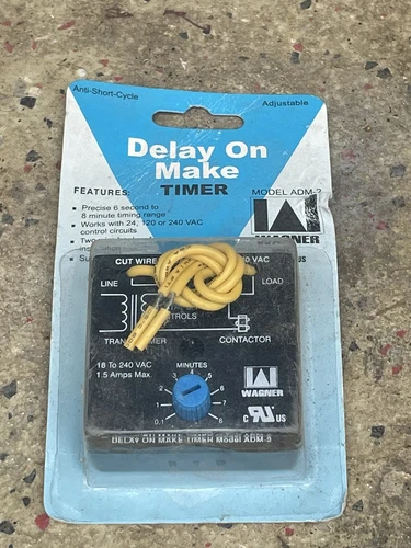 Wagner ADM-2 HVAC Timer Delay On Make Timer 0.1~8 Minutes TD69, ICM102,  QD-068