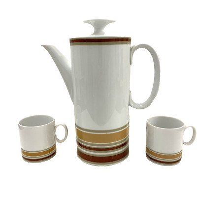 Vintage Porzellan German Thomas-Rosenthal ''Carousel'' Kaffeekanne & Espressotassen