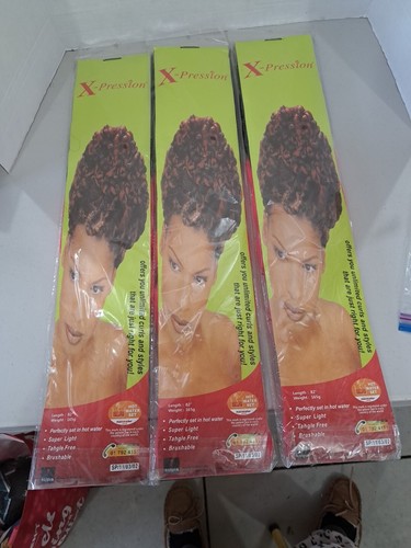 X-pression Ultra Braid 82" Set Of 3 Black With Pink 2-10 - Picture 3 of 4