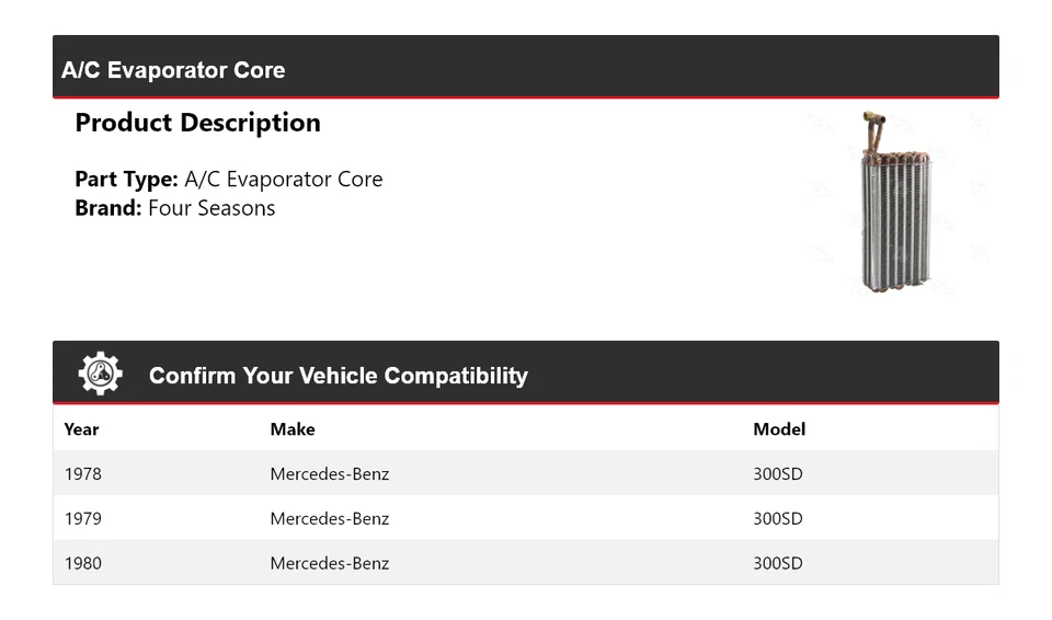 Para 1978-1980 Mercedes-Benz 300SD A/C evaporador núcleo 4 estações 1979 - Imagem 2 de 4