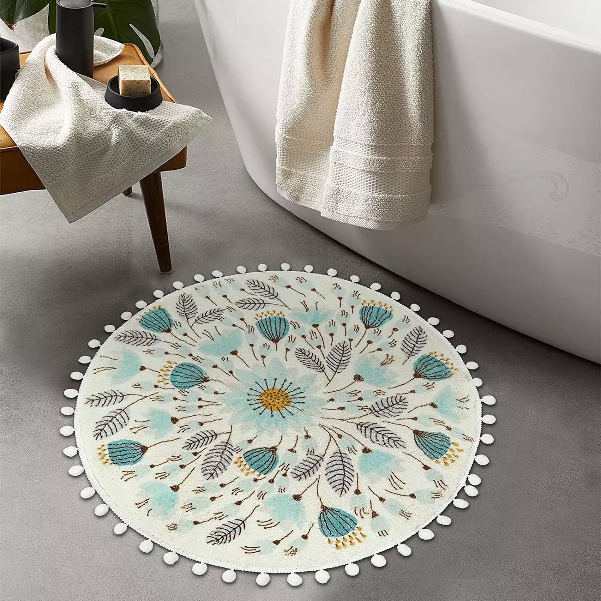 Small round Area Rug Bathroom Bath Mat Non-Slip Circular Carpet Nursery  Bedroom