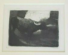Vincent Bury Etching "Bull"  B/W