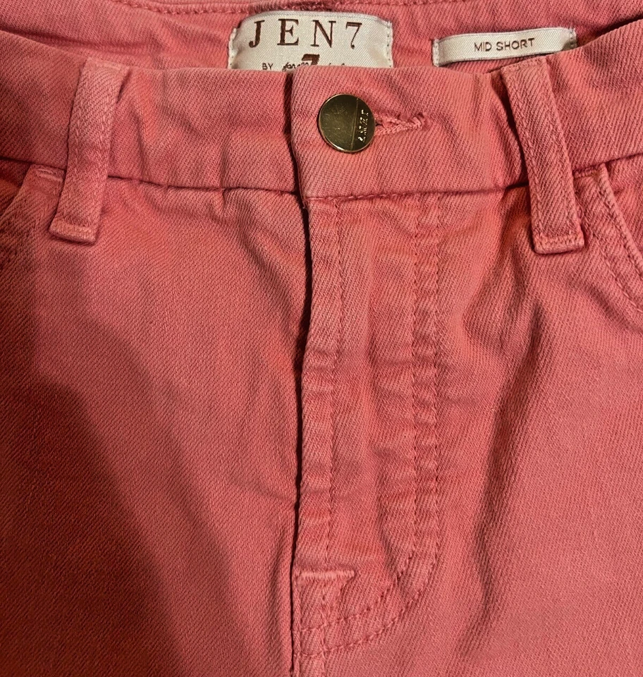 Pantalones Cortos Para Mujer Jen 7 Por 7 Para Toda la Humanidad Talla 0 Flecos Coral Medio Corto Foto 3 de 4