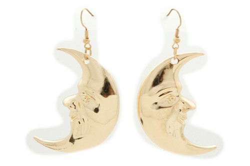 Women Fashion Jewelry Earrings Gold Metal Smile Fun Moon Bling Wisdom Spiritual - Picture 7 of 12