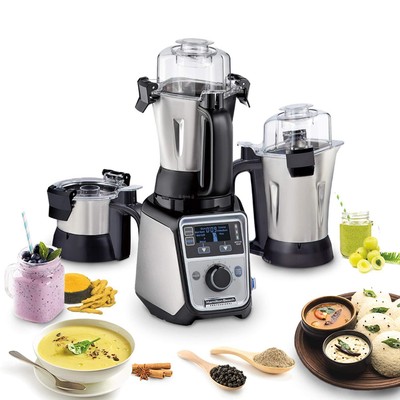 Hamilton Beach Professional 4-in-1 Juicer Mixer Grinder,1400W (58770),black/grey