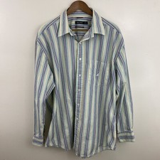 Nautica Shirt Mens XL Multicolor Rainbow Striped 80's 2-Ply Cotton Long Sleeve