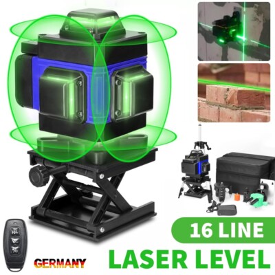 Professioneller 4D Laser Level 16 Linien 360° mit LCD Display und Tragetasche