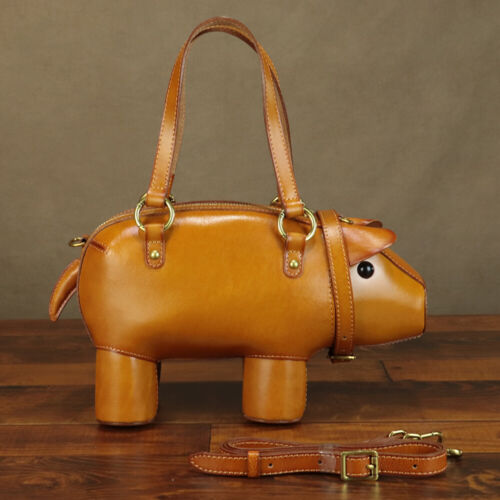 Genuine Leather Purse and Handbag for Women Pig Shape Crossbody Shoulder Bag - Picture 16 of 18