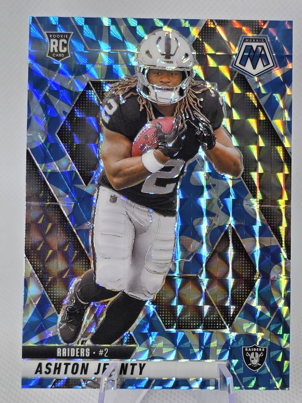 2025 Panini Mosaic - Rookies Ashton Jeanty #345 Mosaic Reactive Blue Prizm (RC)