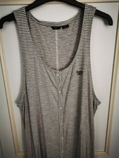 SUPERDRY Sleeveless grey and white stripe button down dress, size 14