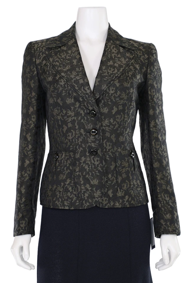 *¡DIGNO DE TRABAJO!* Blazer Chaqueta Escada Jacquard Estampado Talla 36/6 US Bronce Multi Foto 2 de 4