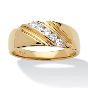 Authentic o.50 Ct Round Cut Lab Created Diamond Men's Band Ring In 14k Yellow Gold Plated