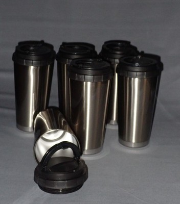 6 Edelstahl-Thermo-Trinkbecher silbern/ Coffe-to-go-Becher für Sublimationsdruck