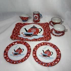 vintage 1950’s Ohio Art Tin Toy Dishes (9 Pc) Teapot Design