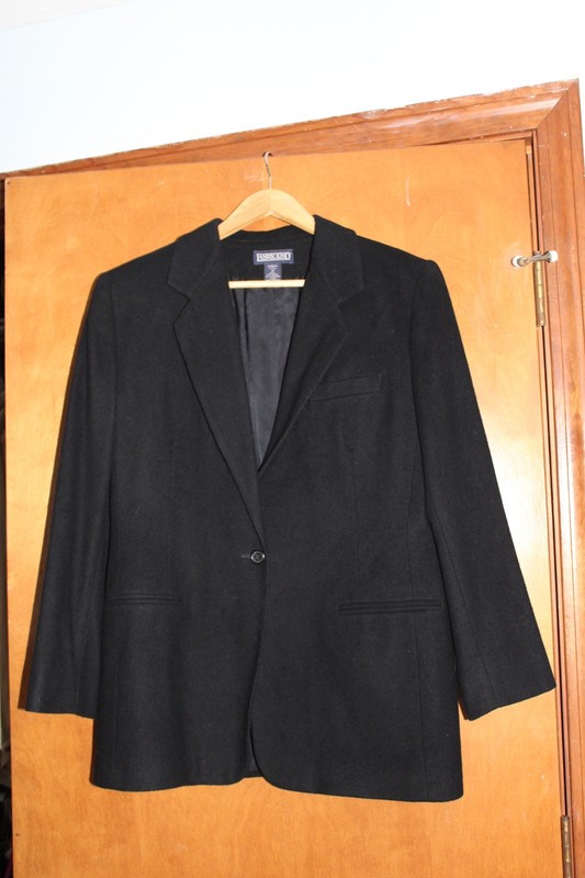 LANDS’ END Wool/Cashmere Blend Button Front Mid Length Coat Black / SIZE 12