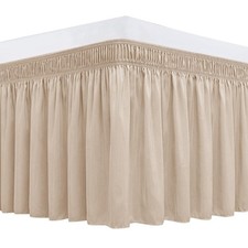 Biscaynebay Wrap Around Bed Skirts for Queen Beds 19 Long Drop, Sand Adjustab...
