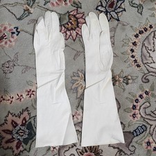 Vintage White Real French Kid Leather Opera Gloves Size 6-1/2 Chevreau Garanti