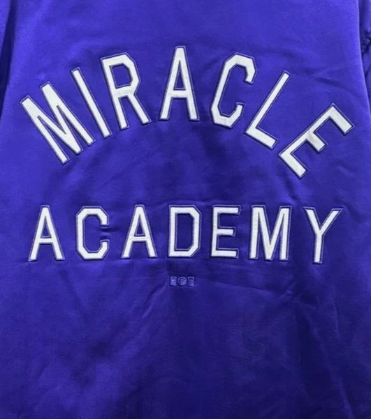 NAHMIAS Men's Purple Miracle Academy Embroidered Silk Coach Jacket Size M - product detail image 2