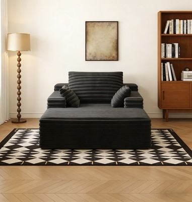 62'' Boneless Couch Corduroy Chaise Lounge Chair Indoor Bed Sofa for Living Room