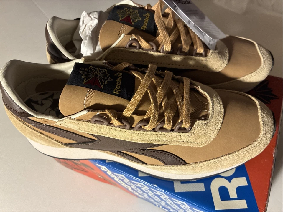 ✅Tênis de corrida Reebok Camargue tênis esportivo bege/marrom novo na caixa M5.5W6.5 - Imagem 3 de 4