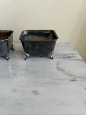 Vintage Silver Plated 4 Footed Salt Cellar  Rainbowing Patina