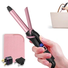 Mini Curling Iron for Short Hair Dual Voltage with European UK Plug Adapter C...