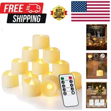 Charming Flameless Votive Candles - 12 LED Tea Lights with Timer and Remote