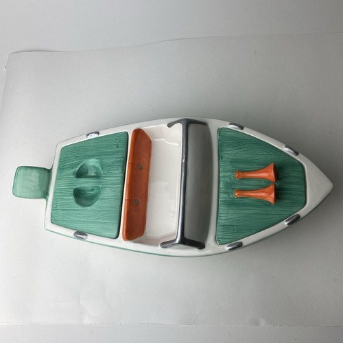 Living Quarters Ceramic Chip/Dip Dish Motor Boat Retro 60s Beach House Sun Rare - Picture 3 of 15