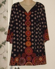 NICOLE MILLER Retro Bohemian Boho Hippie Chic Shift Dres Mandala Med M