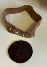 Vintage Child  s leather indian custom belt with sun leather emblem