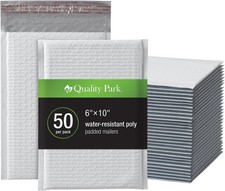 Quality Park Bubble Mailers, 6 x 9 Inch, White Poly Mailers, Padded Envelopes, S