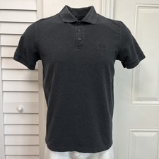 Hugo Boss Short Sleeve Polo Shirt Mens L Pima Cotton Gray Embroidered Logo