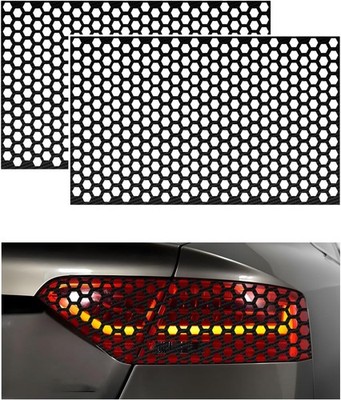 2PCS Bright Black Car Tail Light Honeycomb Tint Film Sticker DIY Cover 18.9x11.8