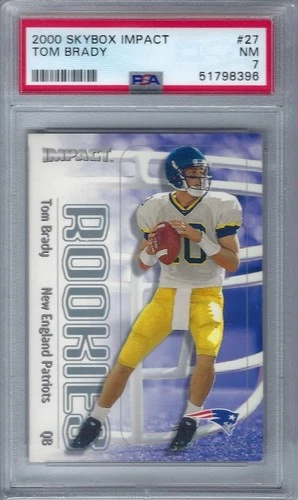 2000 SKYBOX IMPACT #27 TOM BRADY ROOKIE RC PSA 7