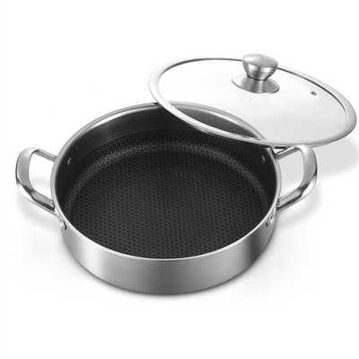 Toutrop Stainless Steel 7QT Saute Pan 14 Inch Deep Frying Pan with Lid Nonsti...