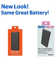 onn 5,000 mAh Slim Portable Battery with Micro-USB and USB Ports, Black
