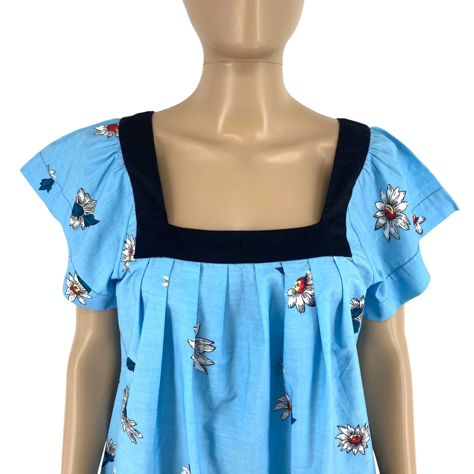 French Connection Mujer Azul Cuello Cuadrado Estampado Floral Mini Dress Size 10 - Imagen 2 de 4