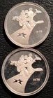 Vtg. 2 Piece Lot Of Walt Disney Mickey, Minnie 1/10 Tr. Oz, .999 Silver Ingots.