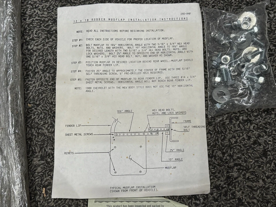 OWENS 86RF201D/RMF201D GUARDABARROS UNIVERSALES 12x18 FORD CHEVY RUEDA ÚNICA Foto 3 de 4