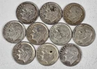 Lot of 10 Silver Roosevelt Dimes - 1964 and Earlier 90% Free Shipping