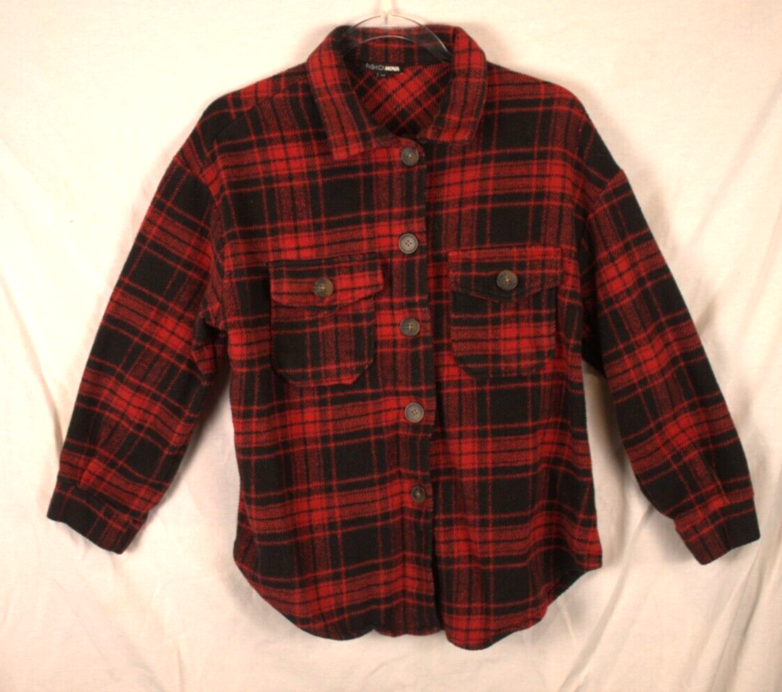 Fashion Nova Oversize Flannel Shirt Women's Med Red/black lumberjack Plaid  | eBay