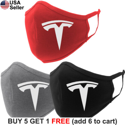 Tesla Cloth Face Mask Curved Elon Musk Motors Reusable Washable Cotton Adult