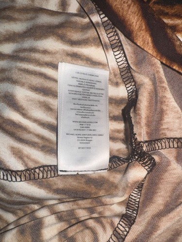 Vestido para mujer Michael Kors marrón negro manga larga estampado de tigre - talla pequeña - Imagen 3 de 4