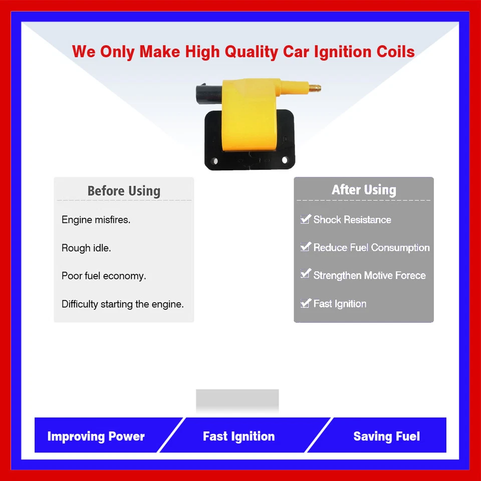 Bobina de encendido de 1 pieza UCR259Y PARA 1992 1993 DODGE D250 PLCKUP 3,9 L V6 5,2 L 5,9 L V8 Foto 4 de 4